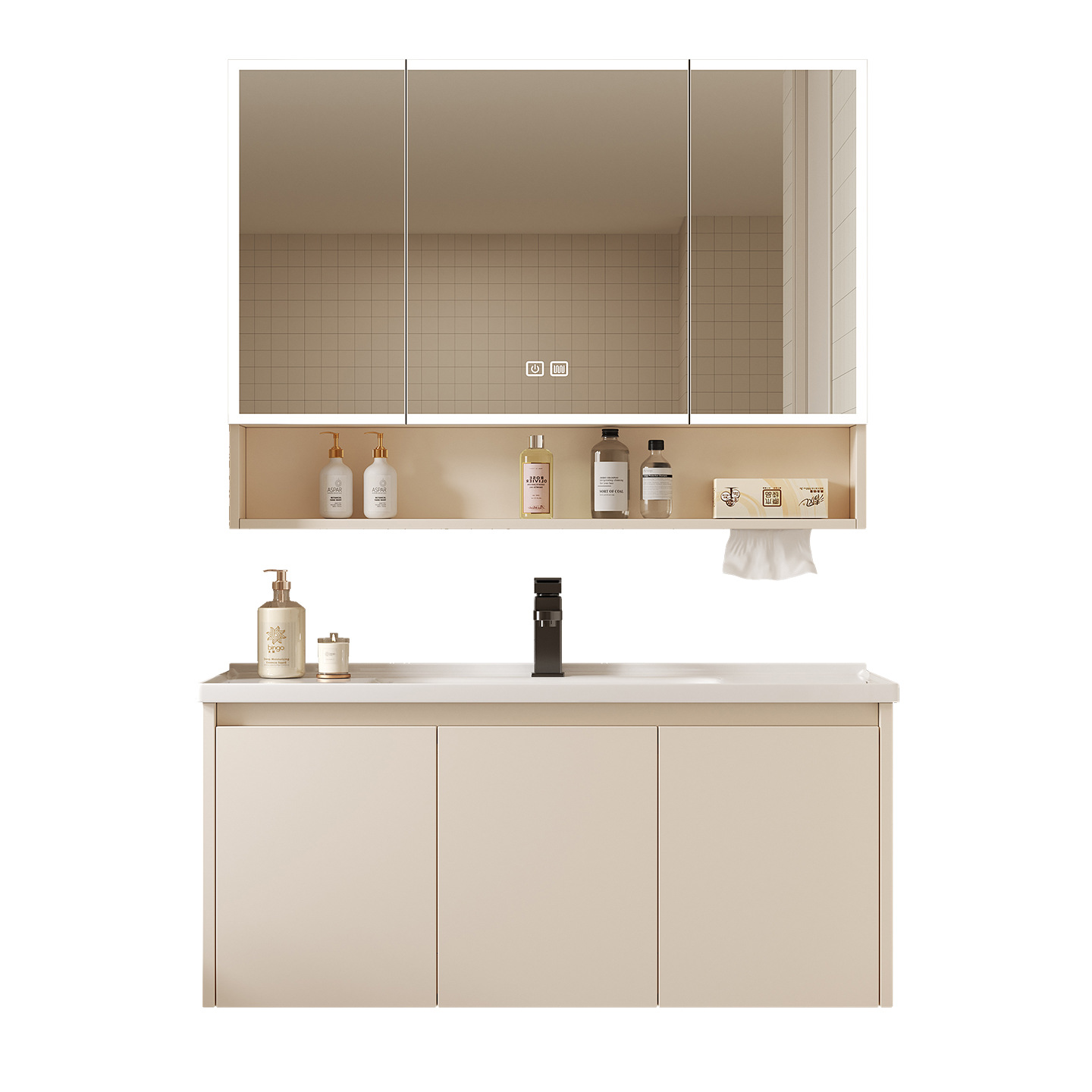 Home Bathroom Paper Towels - Kabinet Cermin Penyimpanan Pintar Kamar Mandi