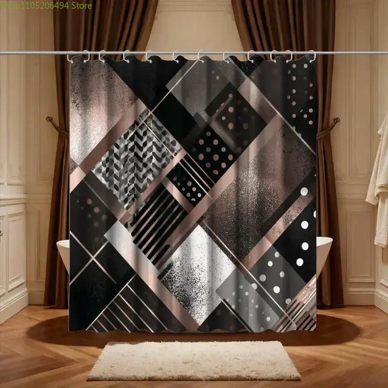 Home Decor Bathroom Ideas - Tirai Mandi Abstrak Geometris Modern, Desain