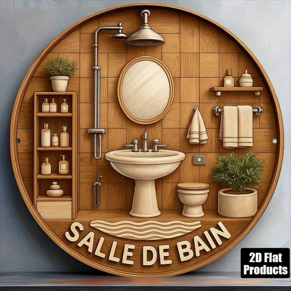 Home Bathroom Wall Decor - CIFBUY Kamar Mandi Retro Prancis Bulat