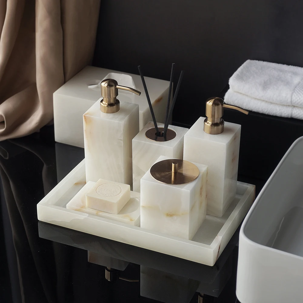 Zara Home Bathroom Set - Set Aksesoris Kamar Mandi Marmer Onyx