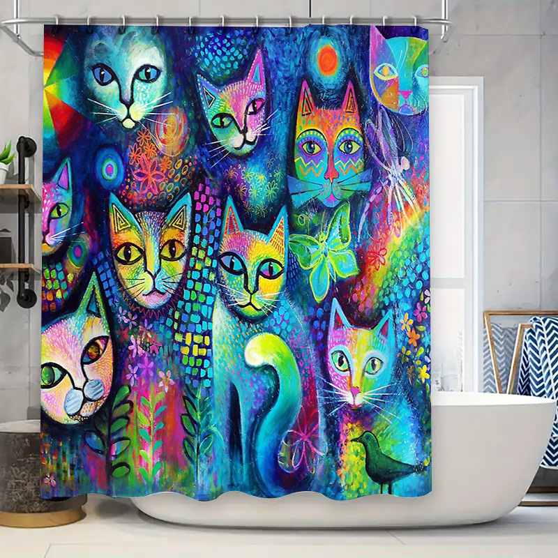 Home Decor Bathroom Ideas - Tirai Mandi Kucing Dekorasi Pecinta Hewan