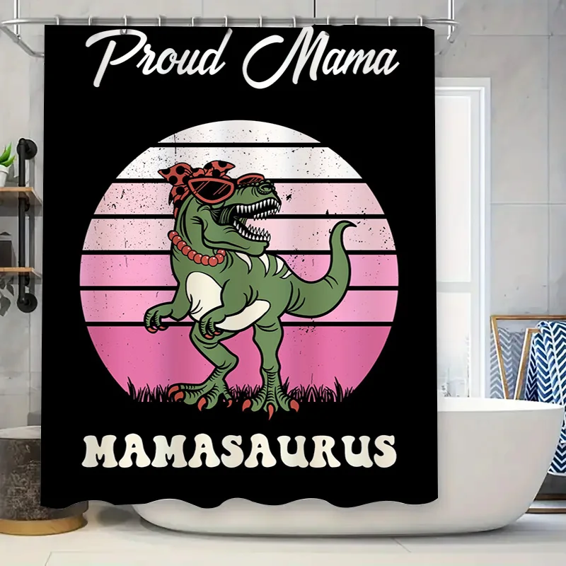 Home Decor Bathroom Ideas - Tirai Mandi Dinosaurus Mama Bergaya Dekorasi