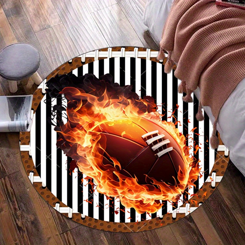 Home Decor Bathroom Ideas - Karpet Bulat Motif Sepak Bola untuk