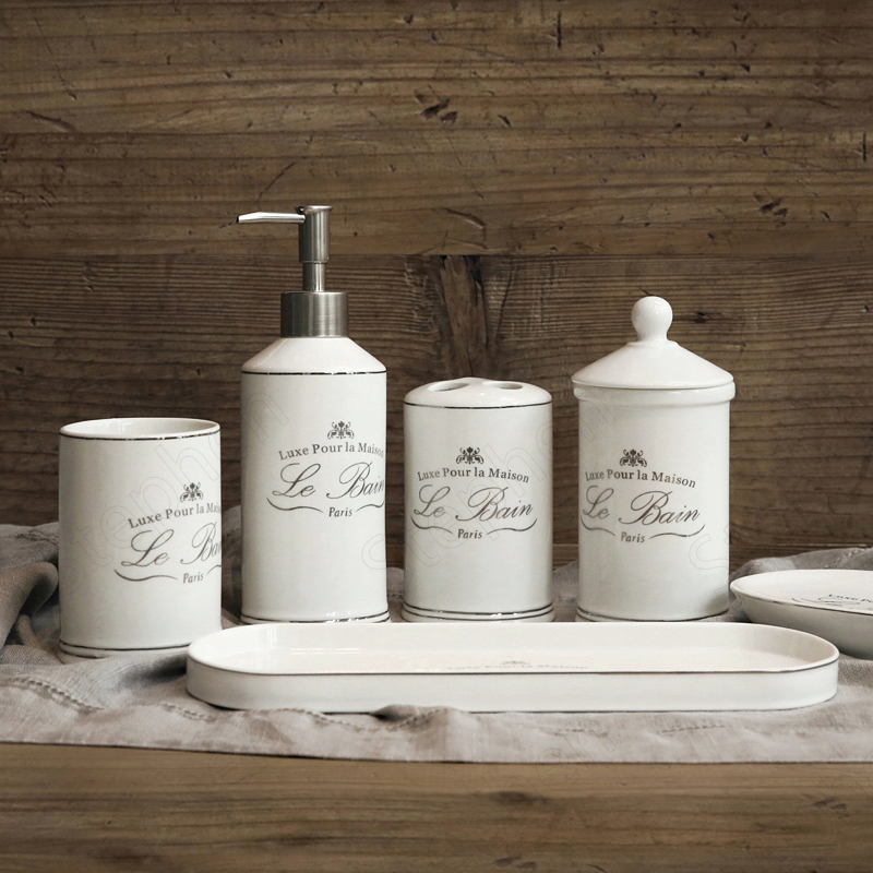Zara Home Bathroom Set - Putih Porselen Bronzing Aksesori Kamar Mandi