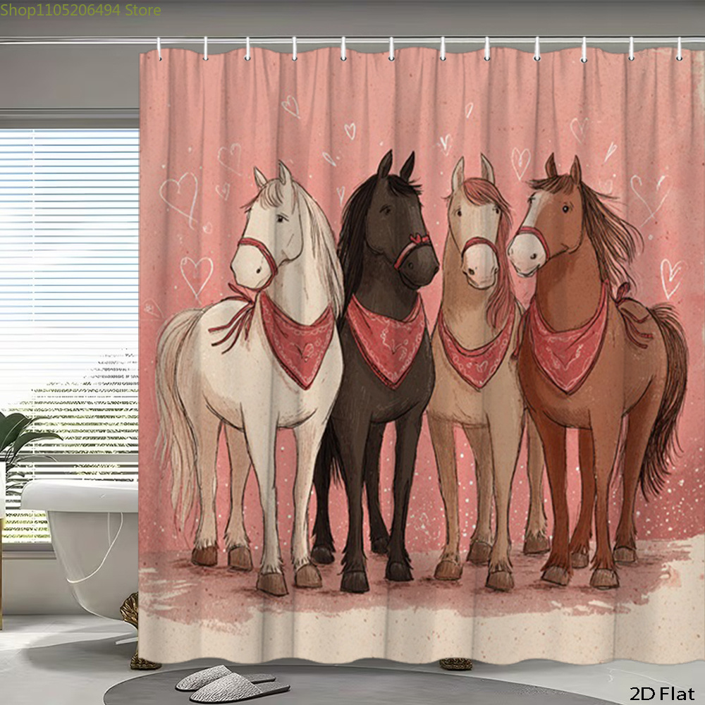 Home Decor Bathroom Ideas - Tirai Mandi Kuda Lucu, Desain Hewan
