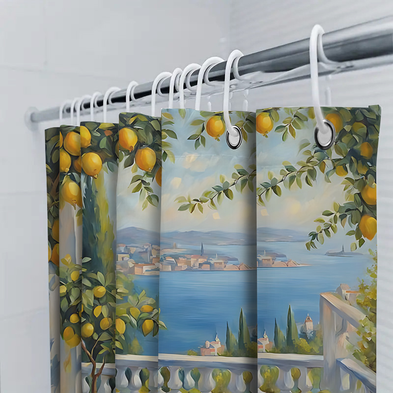 Tirai Kamar Mandi Motif Lemon  - Home Decor Bathroom Ideas ulasan dan harga