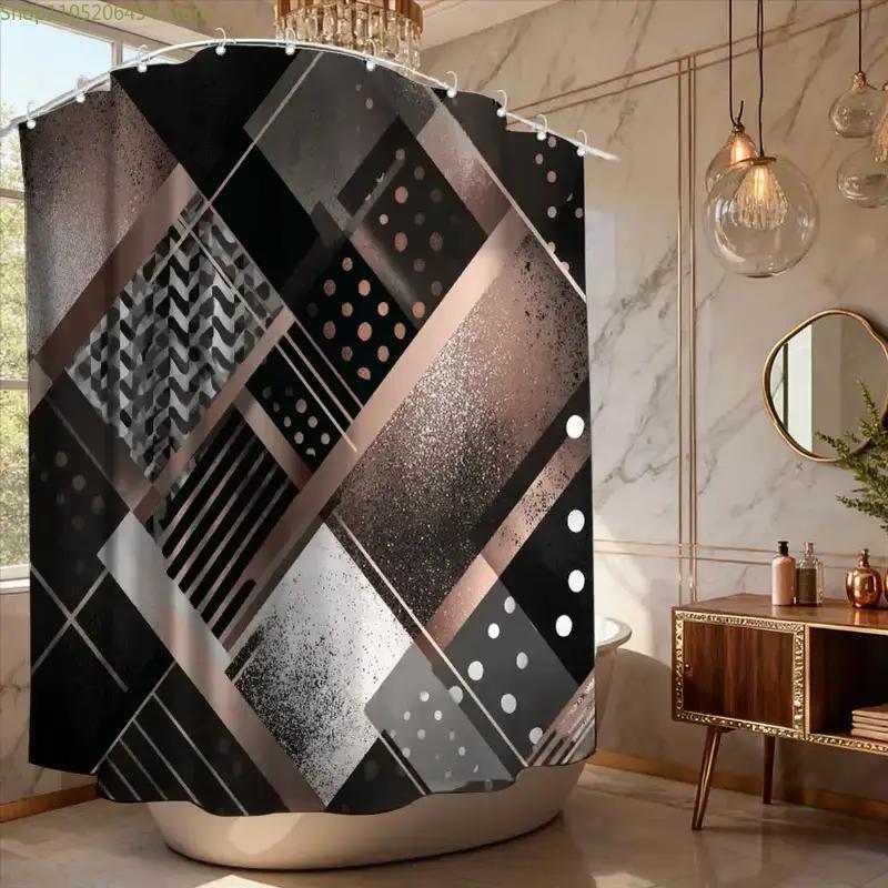Tirai Mandi Abstrak Geometris  - Home Decor Bathroom Ideas ulasan dan harga